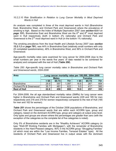 joint strategic needs assessment foundation profile - JSNA