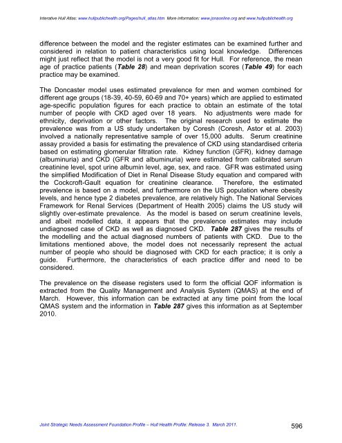 joint strategic needs assessment foundation profile - JSNA