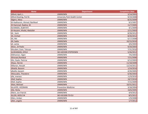 Name Department Completion Date 042970, James UNKNOWN 2/4 ...