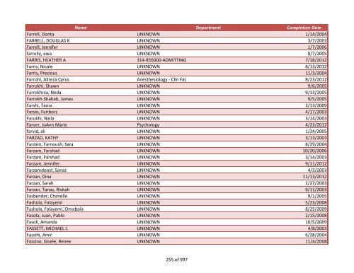 Name Department Completion Date 042970, James UNKNOWN 2/4 ...