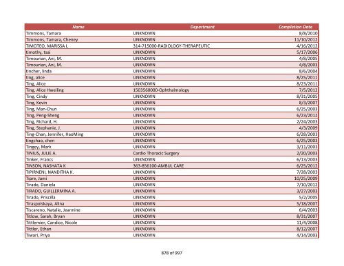 Name Department Completion Date 042970, James UNKNOWN 2/4 ...