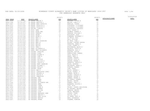 Marriage Records - Brides - ComPortOne