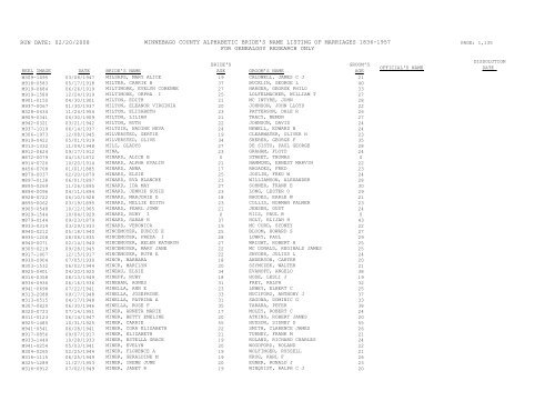 Marriage Records - Brides - ComPortOne