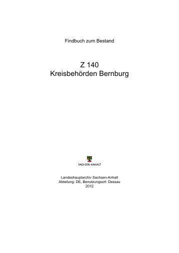 Z 140 Kreisbehörden Bernburg - Online-Recherche - Sachsen-Anhalt
