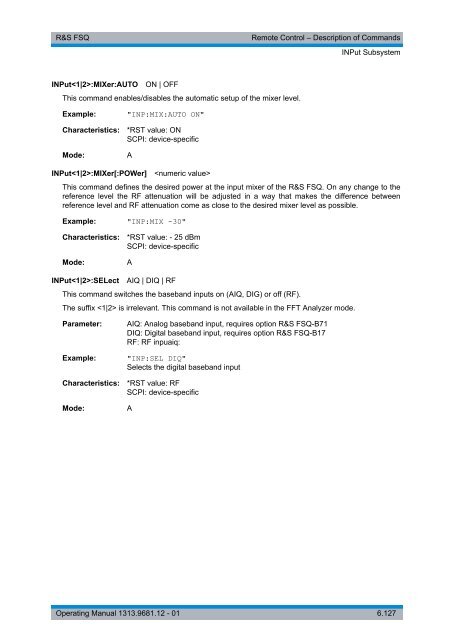 R&S FSQ Signal Analyzer - Rohde & Schwarz