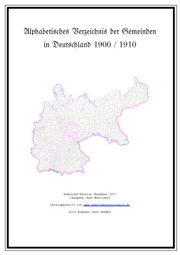 Alphabetisches Verzeichnis der Gemeinden in Deutschland 1900-2