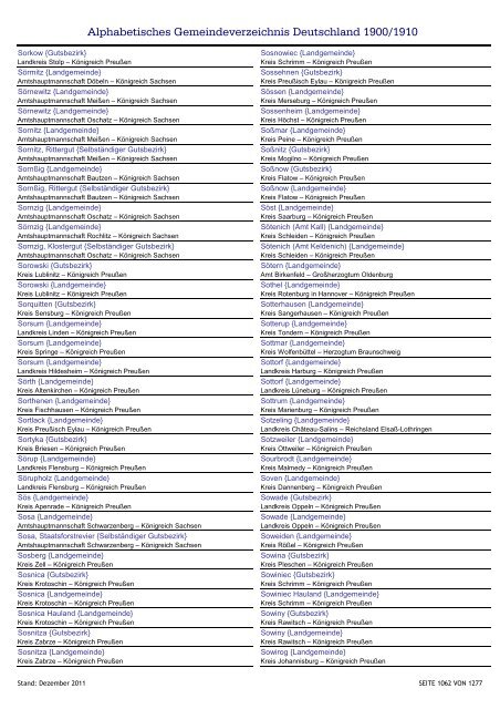 Alphabetisches Verzeichnis der Gemeinden in Deutschland 1900-2