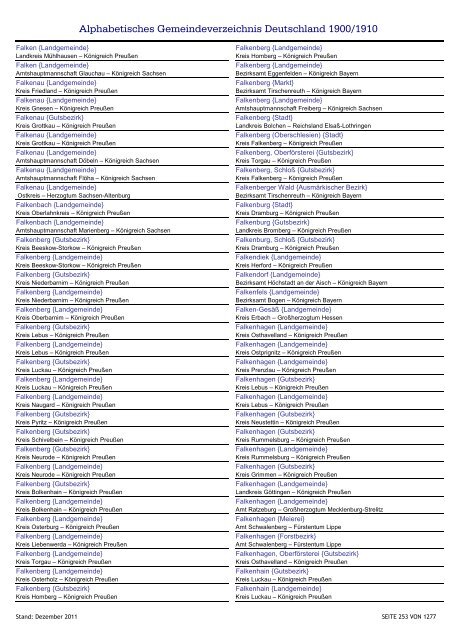 Alphabetisches Verzeichnis der Gemeinden in Deutschland 1900-2