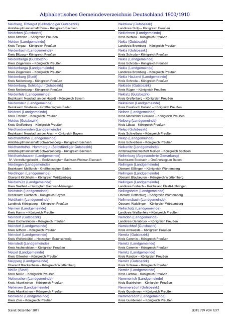 Alphabetisches Verzeichnis der Gemeinden in Deutschland 1900-2