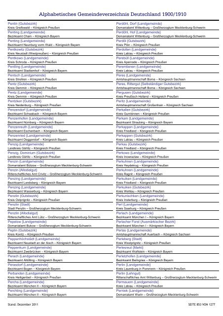 Alphabetisches Verzeichnis der Gemeinden in Deutschland 1900-2