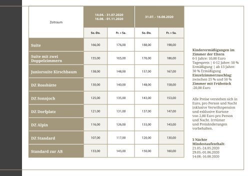 Krumers Post | Preisliste 2020