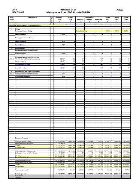 Haushalt der StädteRegion 2020 Dezernat III - Soziales und Gesundheit