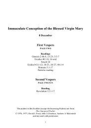 Vespers, Immaculate Conception