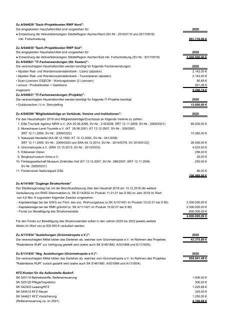 Haushalt der StädteRegion Aachen 2020 - Dezernat V - Bildung, Jugend und Strukturentwicklung