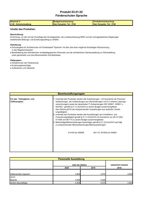 Haushalt der StädteRegion Aachen 2020 - Dezernat V - Bildung, Jugend und Strukturentwicklung