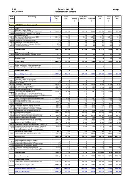 Haushalt der StädteRegion Aachen 2020 - Dezernat V - Bildung, Jugend und Strukturentwicklung