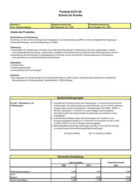 Haushalt der StädteRegion Aachen 2020 - Dezernat V - Bildung, Jugend und Strukturentwicklung