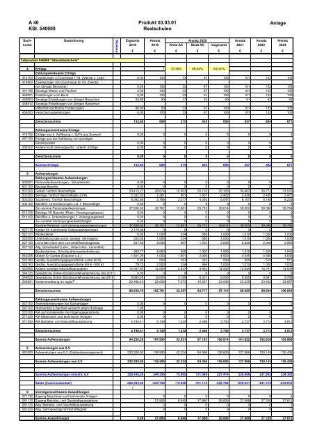 Haushalt der StädteRegion Aachen 2020 - Dezernat V - Bildung, Jugend und Strukturentwicklung