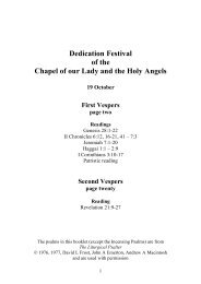Community of the Servants of the Will of God, Vespers, Dedication Festival of the Chapel, 19 October