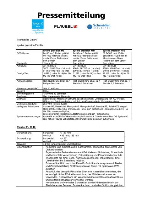 Infos - Schneider Kreuznach by Jos. Schneider Optische Werke GmbH