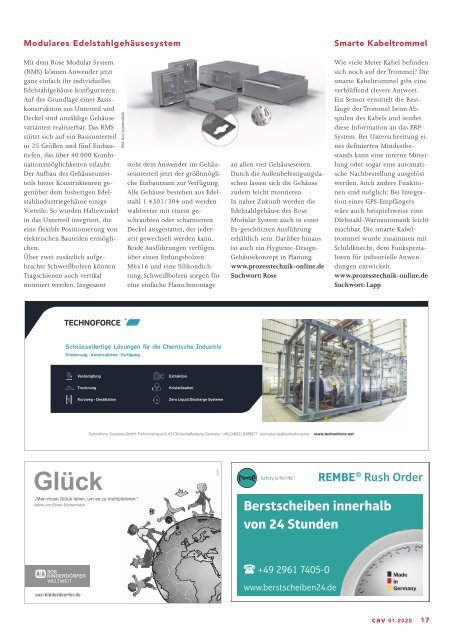 cav – Prozesstechnik für die Chemieindustrie 01.2020