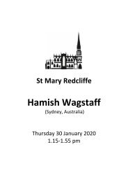 Lunchtime at Redcliffe Free Organ Recital featuring Hamish Wagstaff