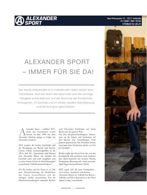 30 JAHRE ALEXANDER SPORT VALBELLA LENZERHEIDE