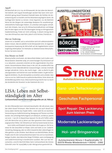Das Stadtgespräch Rheda-Wiedenbrück Ausgabe Februar 2020
