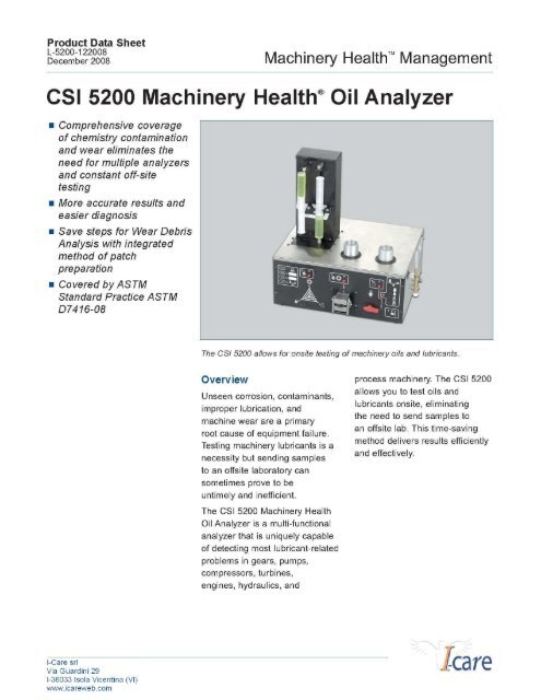 CSI 5200 Machinery Health® Oil Analyzer - I-care