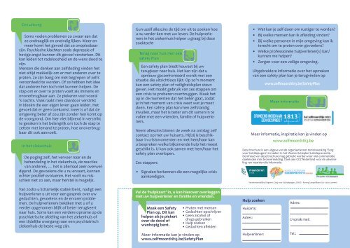 Folder voor suïcidepogers 'Als het leven ondraaglijk lijkt… praten helpt' (ziekenhuizen) 