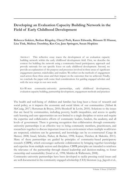 Developing an Evaluation Capacity Building Network in the Field of Early Childhood Development