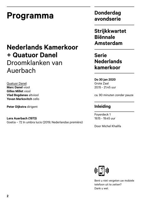 2020 01 30 Nederlands Kamerkoor + Quatuor Danel
