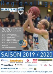 Plakat TSG Reutlingen Ravens 2020 Saisonspieltermine