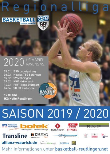 Plakat TSG Reutlingen Ravens 2020 Saisonspieltermine