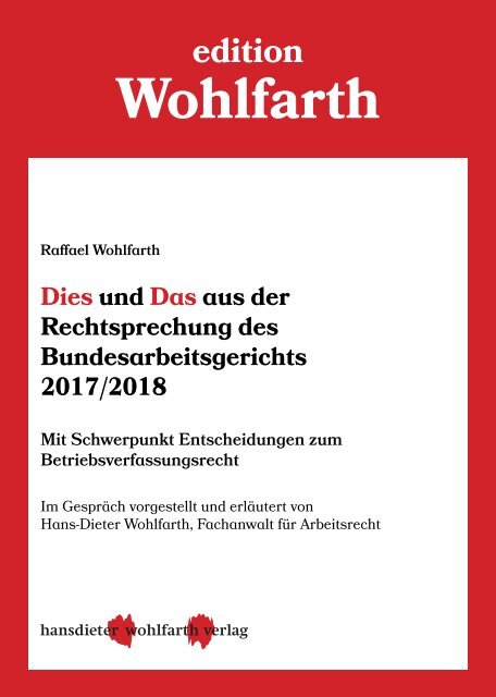 Leseprobe: Dies & Das aus der Rechtsprechung des Bundesarbeitsgerichts 2017/2018