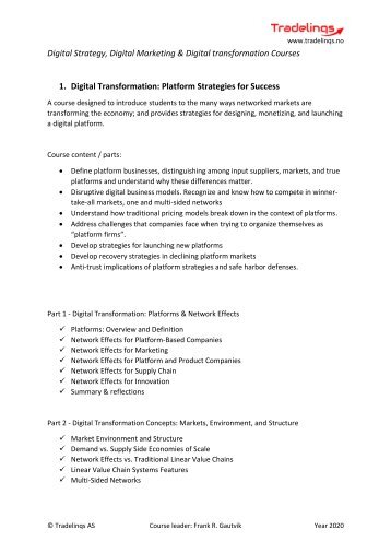 Tradelinqs Digital Strategy courses