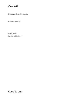 Oracle9i Database Error Messages