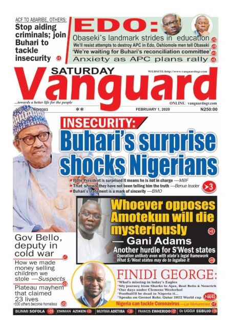 01022020 - INSECURITY : Buhari's Surprise shocks Nigerians