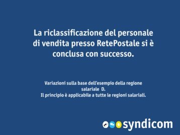 La riclassificazione del personale di vendita presso RetePostale (4.2.2020)