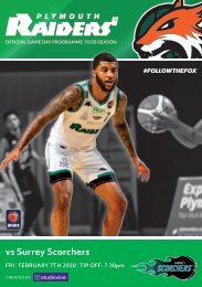 Plymouth Raiders vs Surrey Scorchers - Match Programme - 07-02-2020