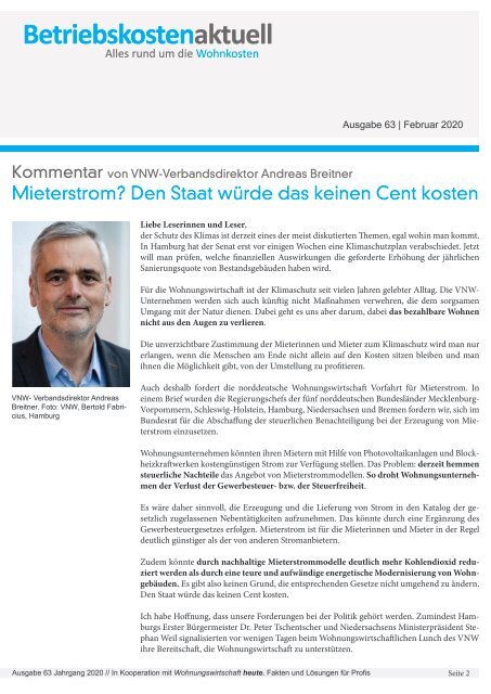 Betriebskosten Aktuell - Ausgabe Februar 2020