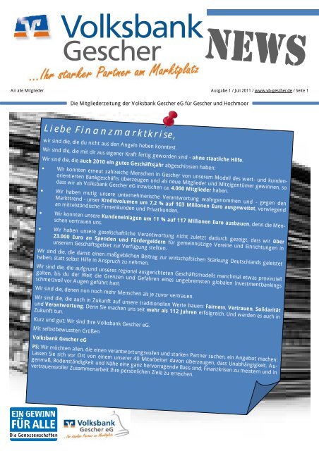 Liebe Finanzmarktkrise Volksbank Gescher Eg