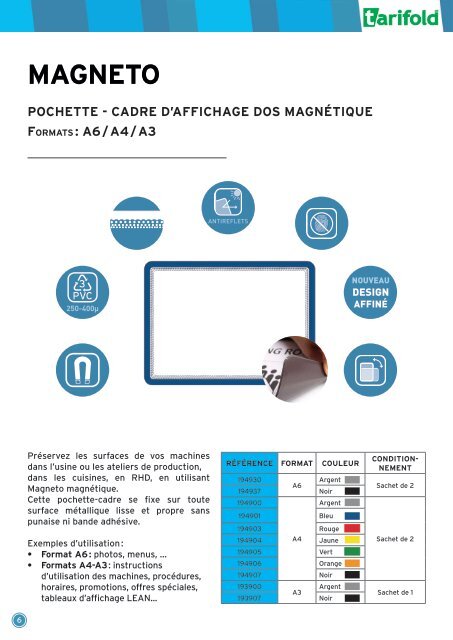 Magneto Pochettes-Cadre D’affichage