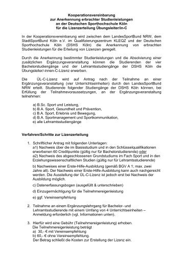 KLEQZ Kooperationsvereinbarung DSHS- SSBK ... - Sportalis