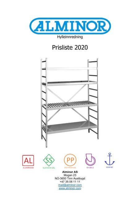 ALMINOR Hylleinnredning, Prisliste 2020 NOK