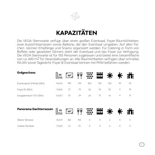 Ausstattungsbroschüre der Eventlocation VEGA Sternwarte Salzburg