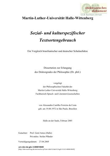 Sozial- und kulturspezifischer Textsortengebrauch - Martin-Luther ...