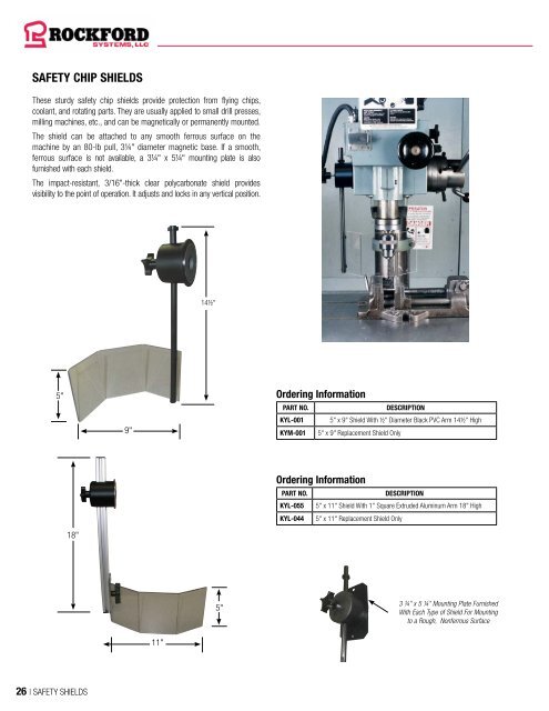 Rockford Systems Shields for Safeguarding Machines Catalog