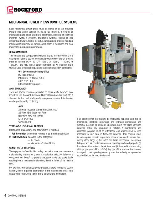 Rockford Systems Control Systems for Presses Catalog