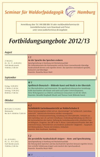 Fortbildungsangebote 2012/13 - Seminar für Waldorfpädagogik in ...